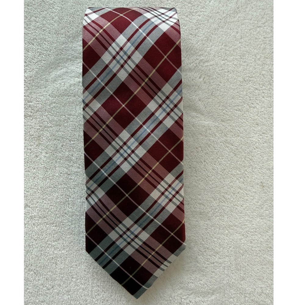 JOS. A. BANK Signature Collection Silk Tie Burgundy Plaid Stripes‎ Business
